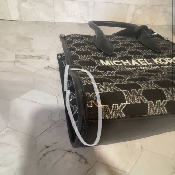 MICHAEL KORS MIRELLA BLACK MULTI METALLIC SM SHOPPER TZ XBODY - Picture 9 of 13